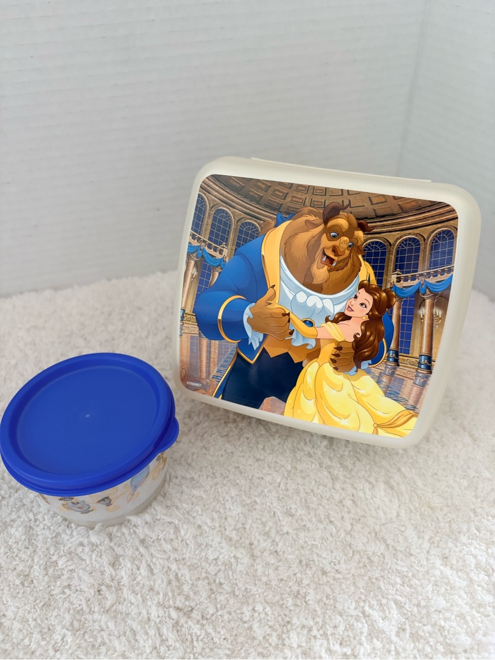 Tupperware Kids Disney Beauty & the Beast Sandwich Keeper & Snack Cup Set 1990’s